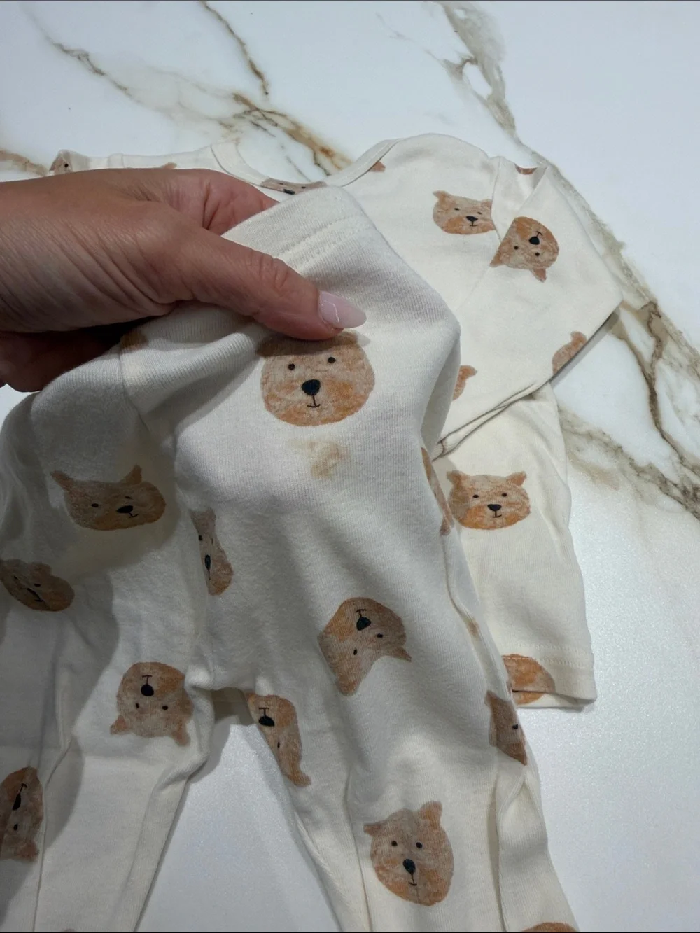 GAP Cream Bear Face Pajama Set 18-24mths